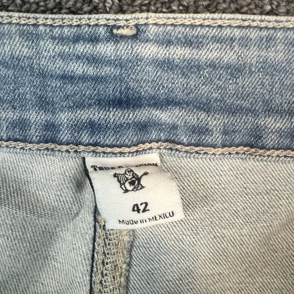 True Religion Halle Super Skinny Jeans W42 Light Wash Moto Paneled Streetwear